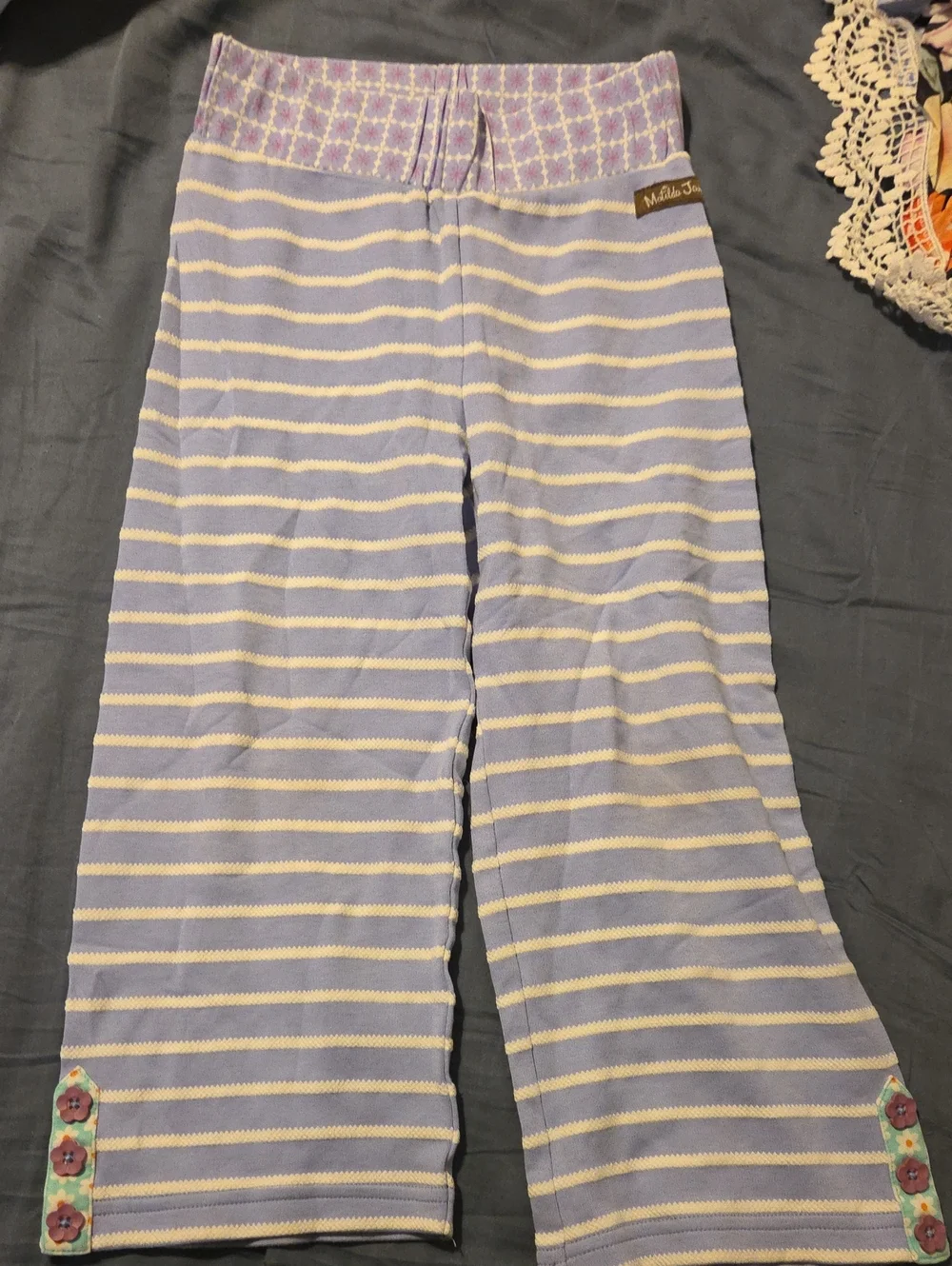 Matilda Jane Lavender And Floral Knot Top Stripe Girls' Knit Bottoms